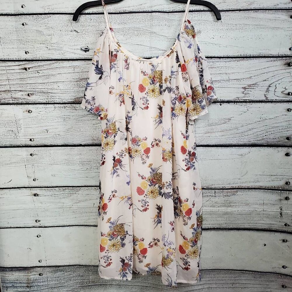 Bailey Blue Medium Juniors Floral cold Shoulder Dress